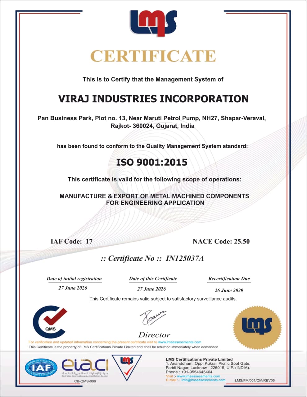 ISO 9001:2015 Certificate